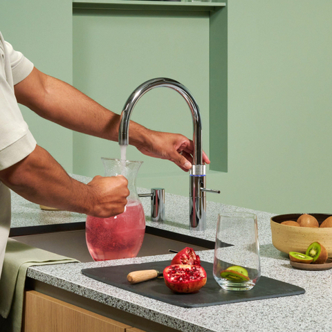 Quooker Fusion Round robinet d'eau bouillante - bec pivotant - réservoir Combi - Eau chaude / bouillante - Chrome SW99175