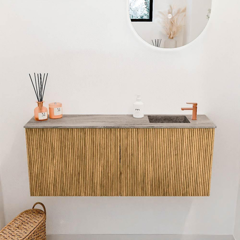 Mondiaz JOYA-DLUX 100cm toiletmeubel - kleur Oak - Wastafel FAYE positie Rechts 1 kraangat kleur Oza. SW1424104