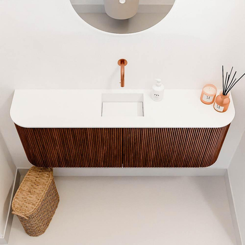 Mondiaz JOYA 113.2cm toiletmeubel - ronding links en rechts kleur Ruby - Wastafel FAYE positie Midden Zonder kraangat kleur Talc. SW1421805