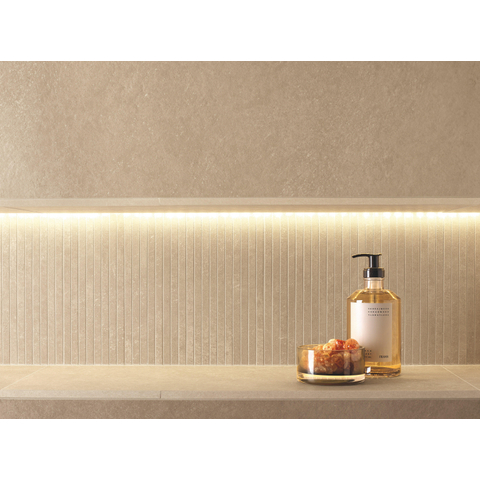 Terravito Elzino Mozaïektegel - 24x30.5cm - staafjes - 9mm - Beige mat SW1119887