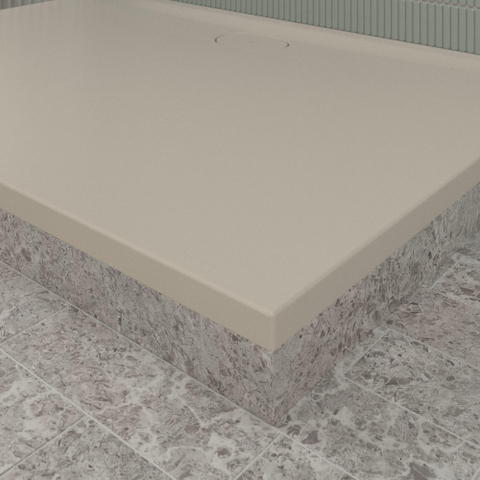 Villeroy & Boch Ecora douchebak - 140x100x3.5cm - afvoer lange zijde - almond (beige) SW1559000