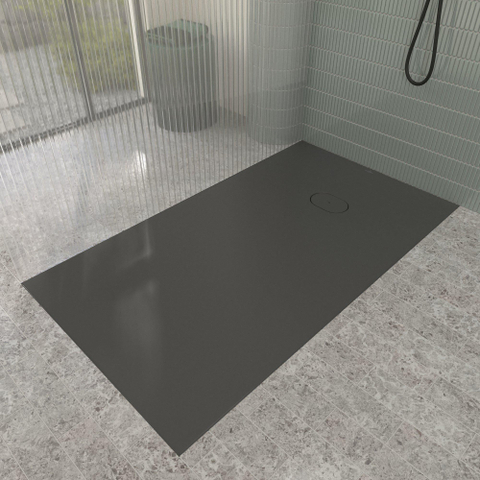 Villeroy & Boch Ecora douchebak - 160x90x4.5cm - afvoer korte zijde - anthracite (antraciet) SW1559008