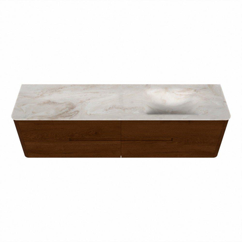 Mondiaz CIRO-DLUX Ensemble de meubles de salle de bains - 180x45x50cm - lavabo en solid surface Frappe - 1 vasque à droite - sans trous de robinet - 4 tiroirs - Ruby SW1531562