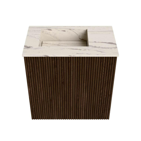 Mondiaz JOYA-DLUX Meuble de toilette 40cm - couleur Walnut - Vasque FAYE position Gauche 1 trou de robinet couleur Nata. SW1424469