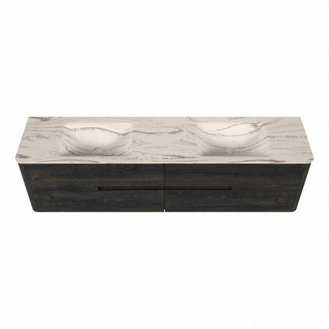 Mondiaz CIRO-DLUX Ensemble de meubles de salle de bains - 190x45x50cm - Plan-vasque en solid surface Nata - 2 vasques double - 2 trous de robinetterie - 4 tiroirs - Shadow SW1532607