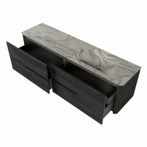 Mondiaz CIRO-DLUX Badkamermeubelset - 180x45x50cm - Solid surface wastafel Glace - 1 wasbak Rechts - 1 kraangat - 4 lades - Shadow SW1532258