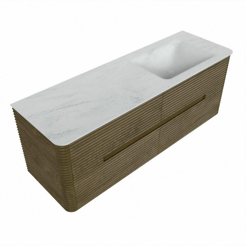 Mondiaz CIRO-DLUX Meuble de salle de bains - 140x45x50cm - Plan-vasque solid surface Opalo - 1 lavabo à droite - sans trous de robinetterie - 4 tiroirs - Dusk SW1532966