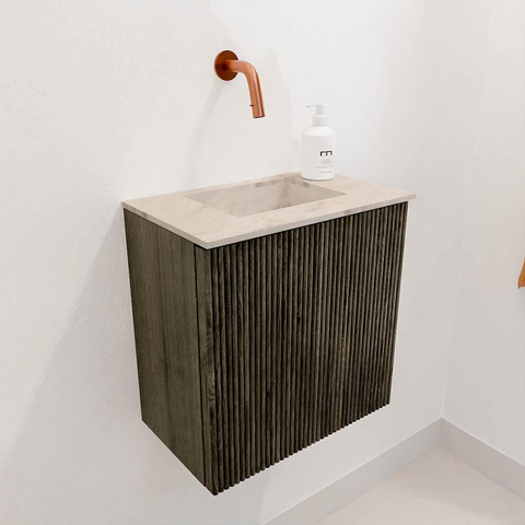 Mondiaz JOYA-DLUX 40cm toiletmeubel - kleur Shadow - Wastafel FAYE positie Midden Zonder kraangat kleur Frappe. SW1422650