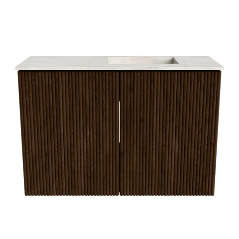 Mondiaz JOYA-DLUX 60cm toiletmeubel - kleur Walnut - Wastafel FAYE positie Rechts Zonder kraangat kleur Ostra. SW1422588
