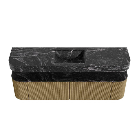 MONDIAZ THOR-DLUX Meuble de salle de bains 180cm arrondi gauche + droite couleur Dusk avec 2 tiroirs et 2 portes. Vasque suspendue CLOUD Milieu sans trou de robinet couleur Lava. SW1466011