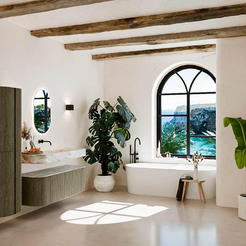 MONDIAZ THOR-DLUX Meuble de salle de bains 140cm arrondi gauche + droite couleur Shadow avec 1 tiroir et 2 portes. Vasque suspendue CLOUD Milieu sans trou de robinet couleur Glace. SW1464134