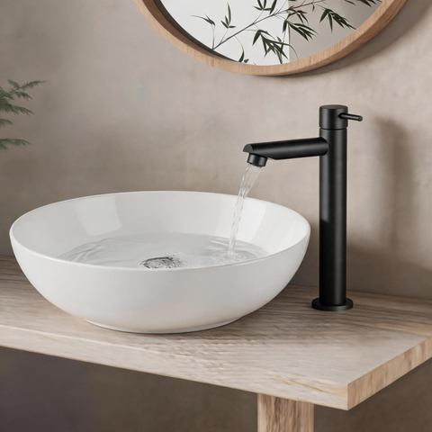 Fortifura Calvi Fonteinkraan - 23cm - verhoogd - opbouw - mat zwart SW1476845