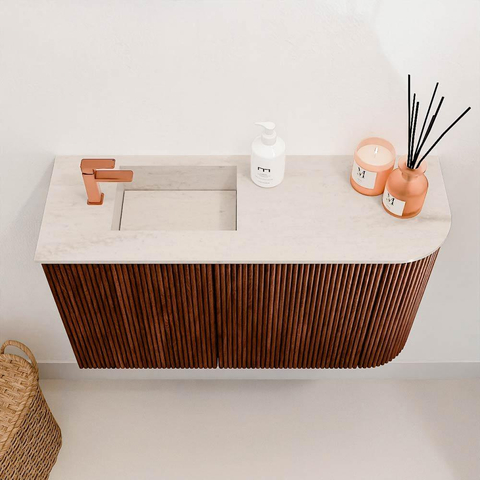 Mondiaz JOYA-DLUX 71.6cm toiletmeubel - ronding rechts kleur Ruby - Wastafel FAYE positie Links 1 kraangat kleur Meli. SW1425379