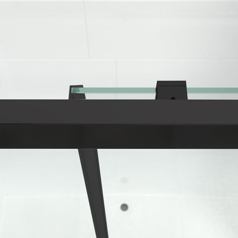 Marenza Slide Quick Fit Badwand - 2 delige schuifdeur - 170x150cm - 6mm veiligheidsglas - anti kalk - mat zwart SW491647