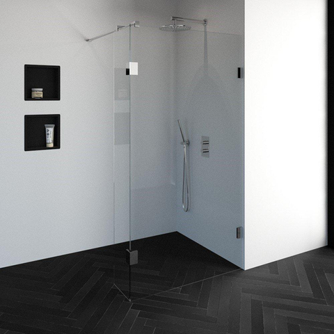 Saniclass Create Inloopdouche - 110x200cm - profielloos - 30cm - zijwand - antikalk - 8mm veiligheidsglas - chroom SW223881