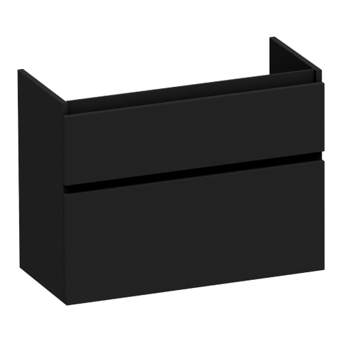 BRAUER Delight meuble sous-lavabo peu profond - 80x39x60cm - 2 tiroirs à fermeture douce - sans poignée - 1 découpe pour siphon - noir mat SW1199467