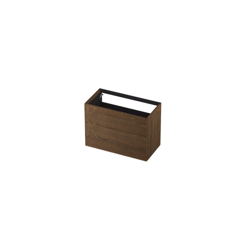 INK Wastafelonderkast - 90x45x65cm - 2 lades - push to open - verticaal gefreesd - Eiken - Chocolate SW693491