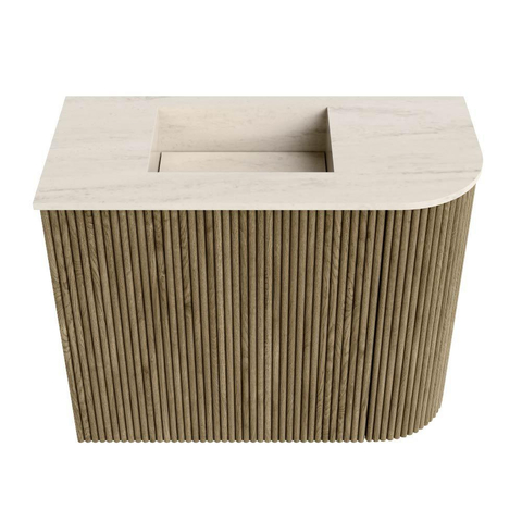Mondiaz JOYA-DLUX Meuble de salle de bains - 51,6cm - arrondi droit couleur Dusk - Vasque FAYE position Gauche Sans trou de robinet couleur Meli SW1425843