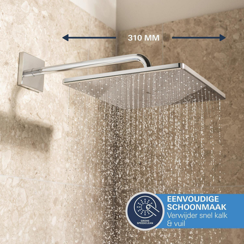 Grohe QuickFix Precision SmartControl Doucheset - 2 uitgangen - Vitalio Rain Mono 310 Cube hoofddouche - Vitalio Joy Cube Stick handdouche - 1 straalsoort - doucheslang 150cm - chroom SW1120183