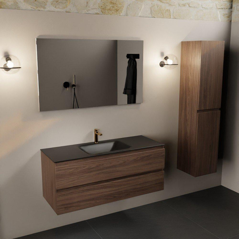Mondiaz Aivy badmeubelset - 120x45x50cm - 1 kraangat - 1 wasbak urban Solid surface - Midden - 2 lades - Met spiegel - Melamine Mocha SW892318
