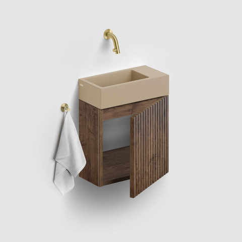 Clou Flush 3 lavabo 36x18cm sans trou de robinet à droite mat moutarde céramique SW795719