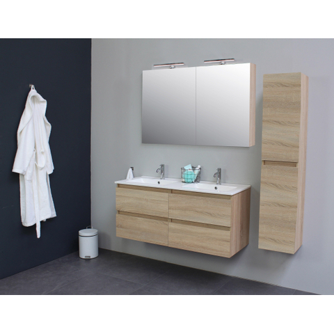 Basic Line Bella armoire haute sans poignée 2 portes 145x30x30cm Chêne SW398050