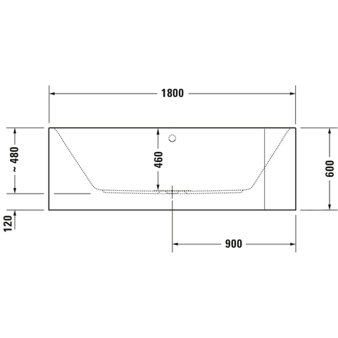 Duravit Happy D.2 Kunststof bad acryl rechthoekig - met rugsteun links - 180x80x46cm - met aangevormde mantel m - glans wit SW68384