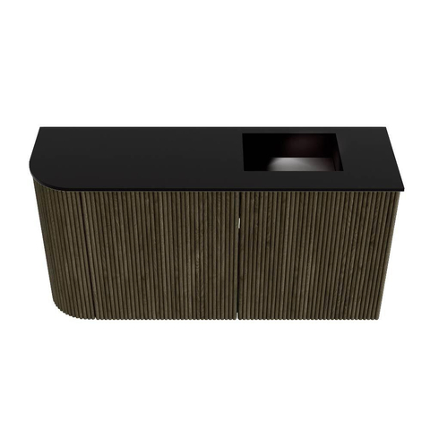 Mondiaz JOYA 81.6cm toiletmeubel - ronding links kleur Shadow - Wastafel FAYE positie Rechts 1 kraangat kleur Urban. SW1421560