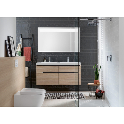 Villeroy & Boch Subway 2.0 dubbele wastafel - 1300x470mm CeramicPlus - 2 kraangaten - White Alpine (glans wit) 1024041