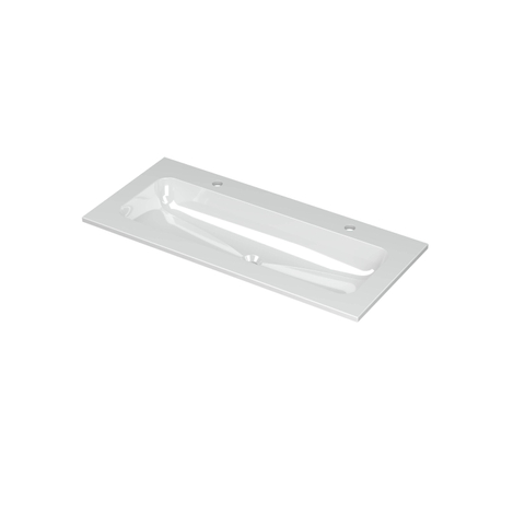 Ink Aspekt lavabo - 100x45x1.5cm - simple vasque - 2 trous de robinet - blanc brillant SW439540