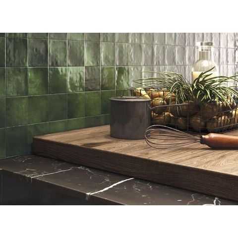 ÉCHANTILLON Terravito Bemare carreau mural - 10x10cm - 8mm - Carré - Vert olive brillant SW736138