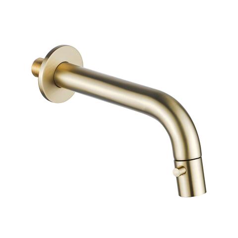 Fortifura Calvi Fonteinkraanset - inbouw - uitloop - 18cm - inkortbaar - sifon - always open plug - PVD - geborsteld messing (goud) SW1189318