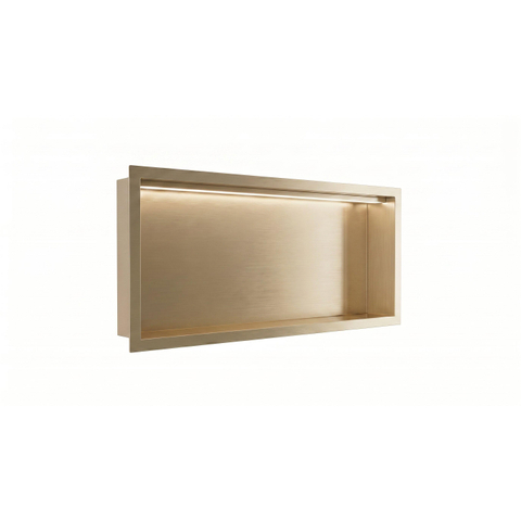 Fortifura Galeria Inbouwnis - 30x60x7cm - LED verlichting - geborsteld messing (goud) SW1529772