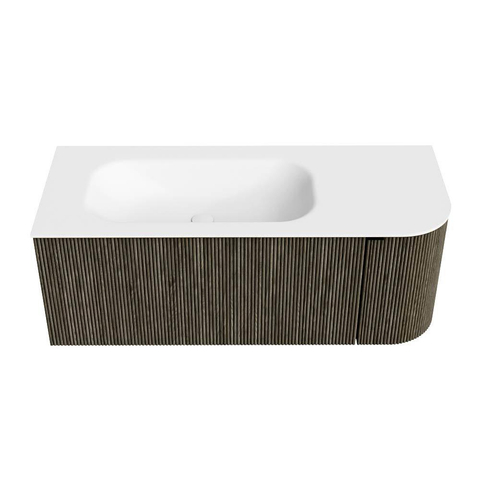 Mondiaz KURVE Badkamermeubelset - 115x46x40cm - 1 lade - 1 deur - wastafel solid surface - links - 1 kraangat - Shadow SW1414234