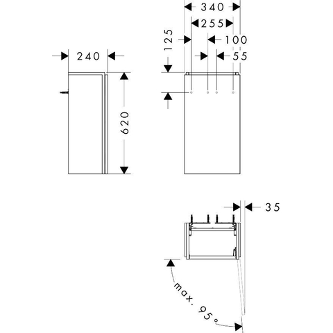 Hansgrohe Xilesa e fontein onderkast - 34x24cm - scharnier rechts - mat wit SW1406595