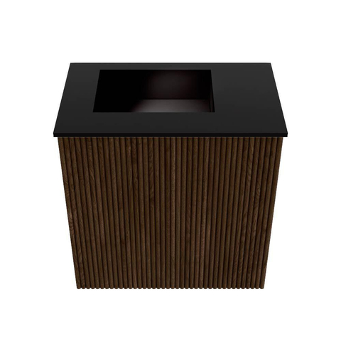 Mondiaz JOYA Meuble de toilette 40cm - couleur Walnut - Lavabo FAYE position Gauche Sans trou de robinet couleur Urban SW1421349