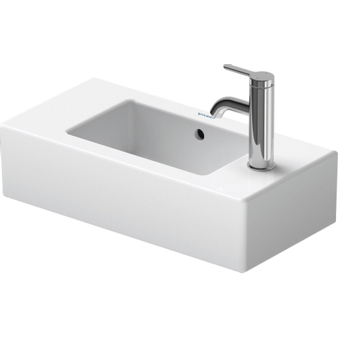 Duravit Vero Fontein - zonder kraangat - met overloop - 50x25cm kraangat doortikbaar links en rechts - met wondergliss - wit 0291344