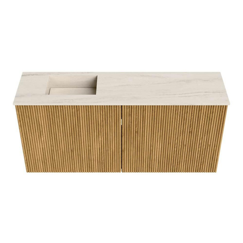 Mondiaz JOYA-DLUX 90cm toiletmeubel - kleur Oak - Wastafel FAYE positie Links 1 kraangat kleur Meli. SW1423938