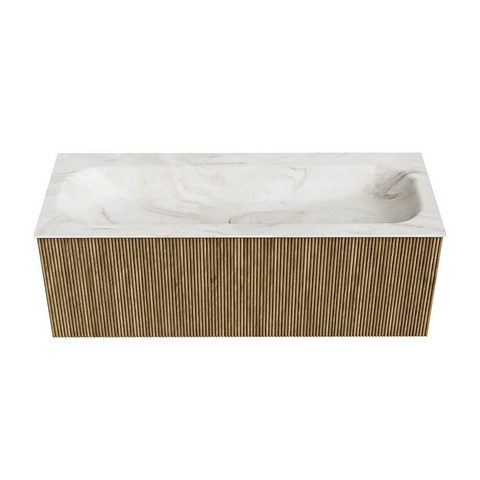 Mondiaz KURVE-DLUX Badkamermeubelset - 120x46x40cm - 1 lade - wastafel solid surface - midden - 1 kraangat - Dusk SW1415163