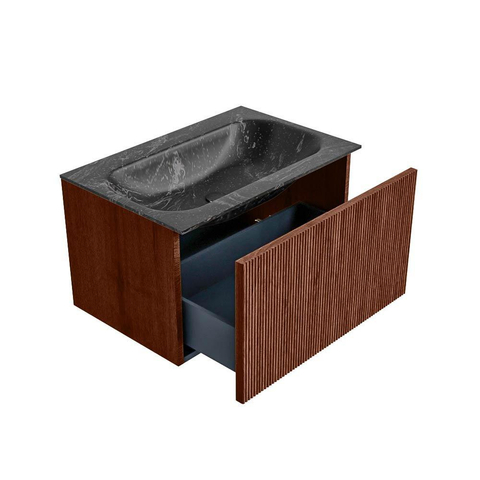 Mondiaz KURVE-DLUX Badkamermeubelset - 70x46x40cm - 1 lade - wastafel solid surface - midden - zonder kraangat - Ruby SW1416072