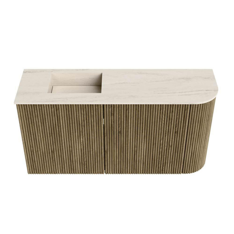 Mondiaz JOYA-DLUX Meuble de toilette 81,6cm - arrondi droit couleur Dusk - Vasque FAYE position Gauche 1 trou de robinet couleur Meli. SW1425850