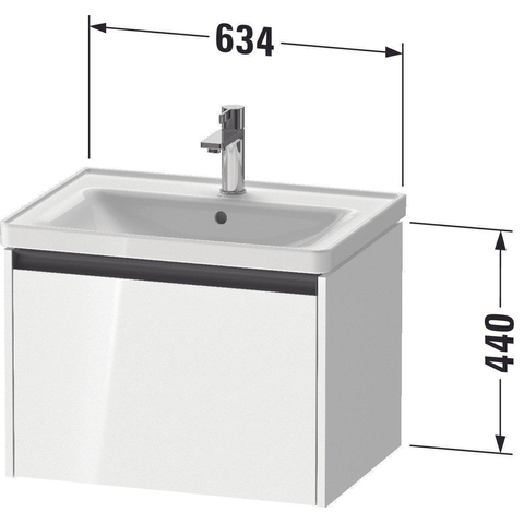 Duravit Ketho 2 wastafelonderbouwkast met 1 lade 63.4x45.5x44cm met greep antraciet grafiet mat SW772425