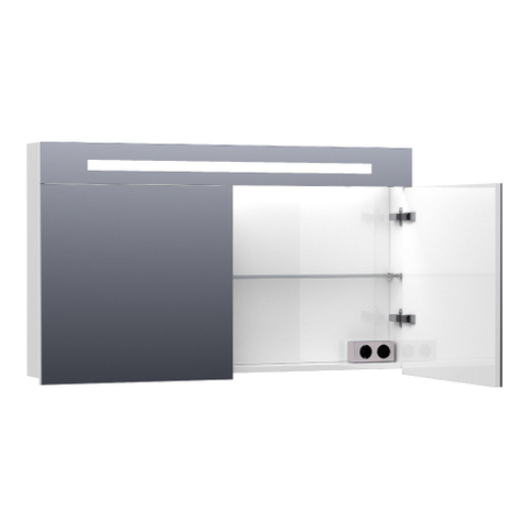 BRAUER Promise armoire de toilette - 120x70x15cm - avec éclairage direct - 2 portes de miroir simples - blanc brillant SW6571