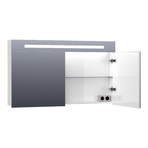 Saniclass 2.0 Armoire toilette 120x70x15cm avec 2 porte et éclairage LED Blanc brillant SW6571