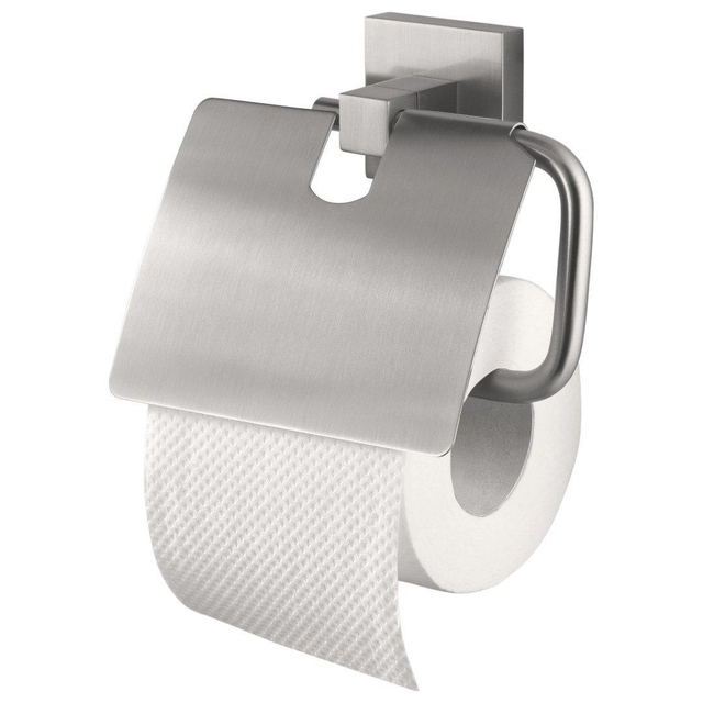 Haceka Mezzo Toiletrolhouder - met klep - geborsteld chroom 1208657