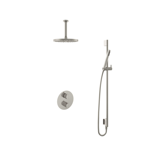 Hotbath Buddy IBS Regendoucheset - 15cm plafondarm - 25cm ronde hoofddouche - staafhanddouche - glijstang - geborsteld nikkel IBS1AGN247