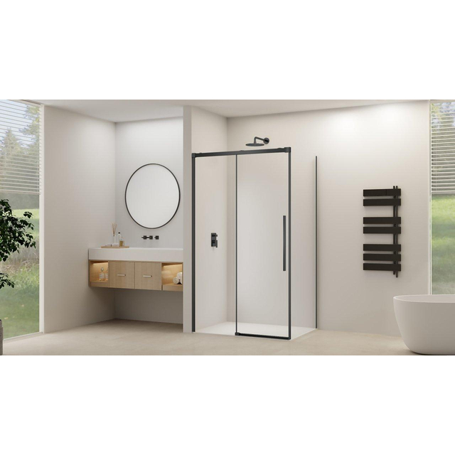 Van Rijn Products ST09 Schuifdeur tbv hoekcabine - 140x200cm - helder glas - soft-close - Zwart ST09350140HEZW