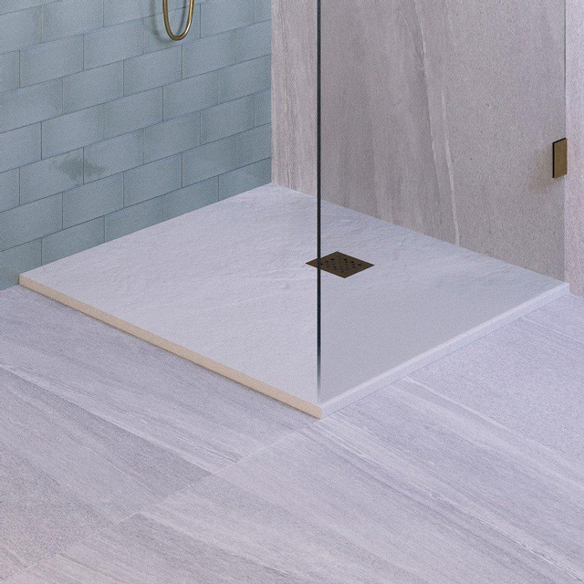 BRAUER Asteroid Douchebak 100x100 incl. antislip en antibacterieel mineraalmarmer mat wit DB-AS100100MW
