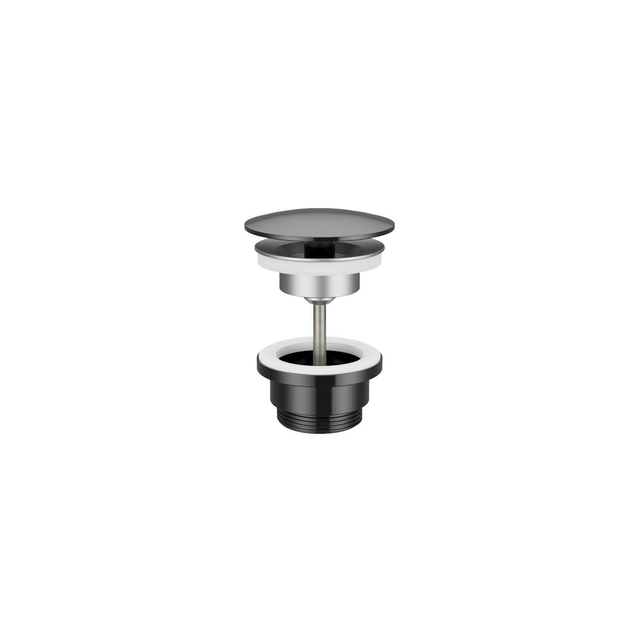 Hotbath Cobber Always open plug - met schroef - rond - Gepolijst Zwart PVD P708PBP