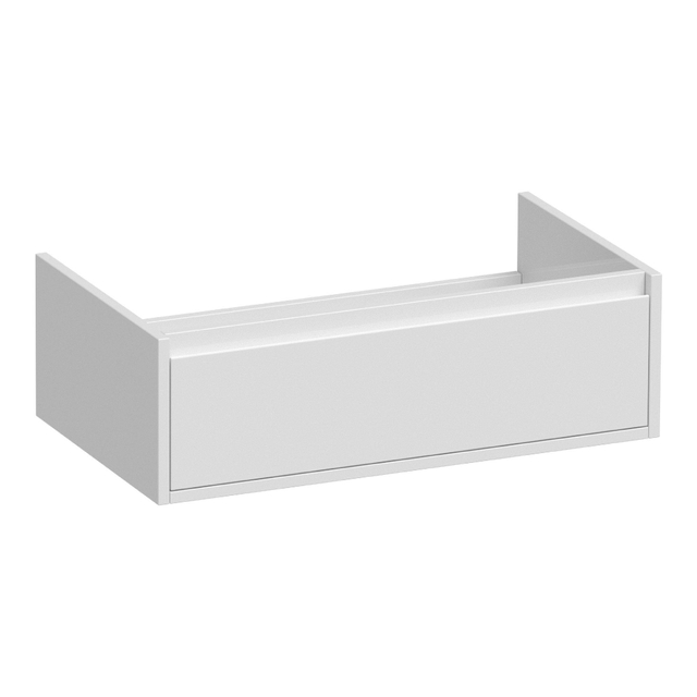 Saniclass Thin Wastafelonderkast - 80x46x25cm - 1 greeploos lade - 1 sifonuitsparing - MDF - hoogglans wit 1737